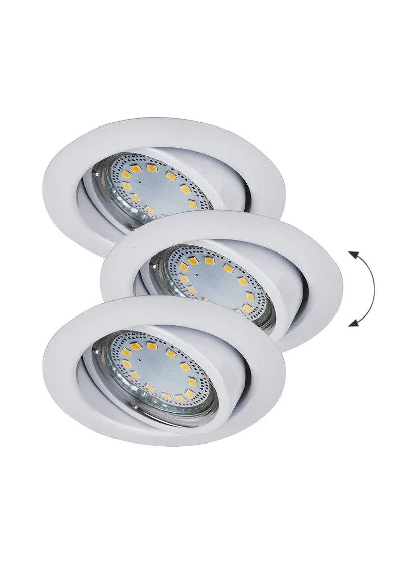 Луни за вграждане Lite – LED луни за вграждане в бяло, комплект 3бр, Ø86мм, 3×3W, 3000K
