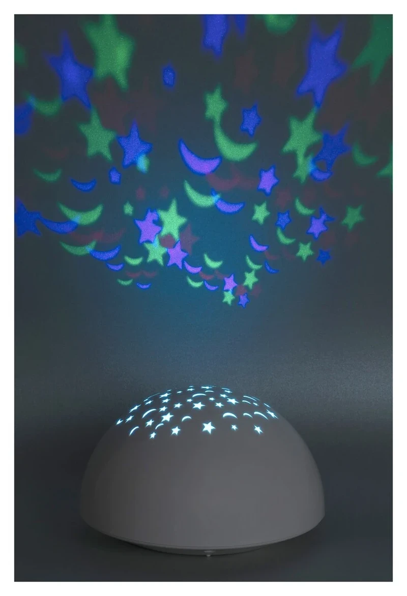 Lina – LED нощна лампа проектор за деца в бяло, Ø135мм, 0.5W, RGB