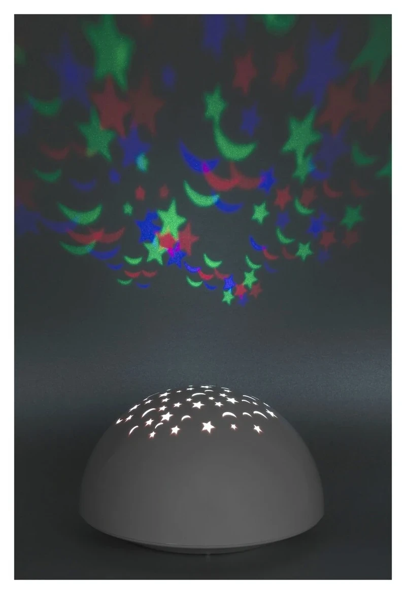 Lina – LED нощна лампа проектор за деца в бяло, Ø135мм, 0.5W, RGB