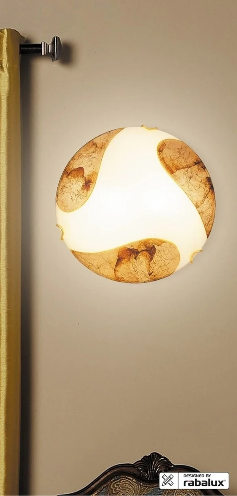 Art gold – класически плафон в бяло и златно, Ø300мм, 1×E27, IP20