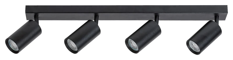 Спотове Solo – 4-пътен LED спот в черен метал, 600×140мм, 4×GU10, IP20