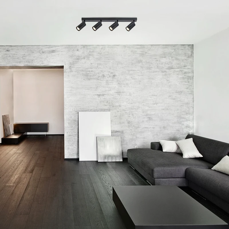 Solo – 4-пътен LED спот в черен метал, 600×140мм, 4×GU10, IP20