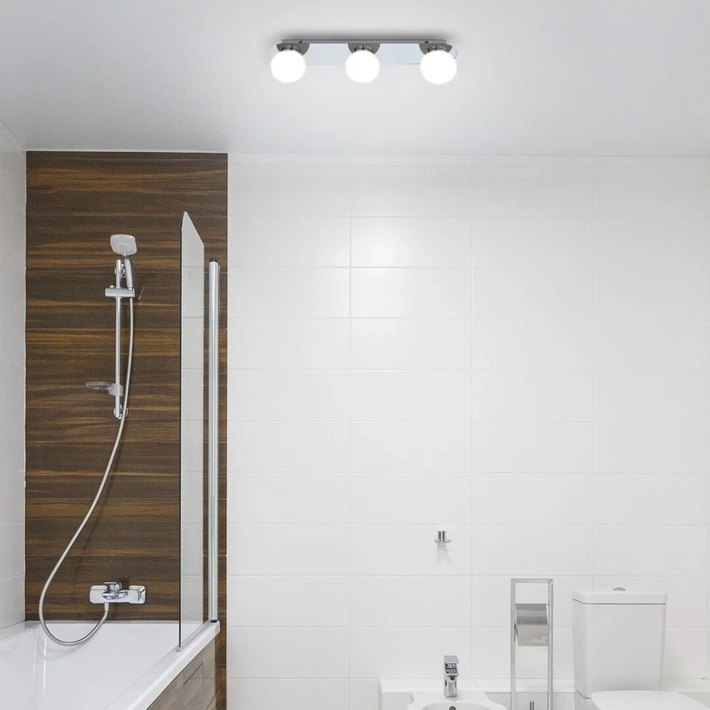 Becca – модерен LED плафон за баня в хром/бяло, 450мм, 3×G9, IP44