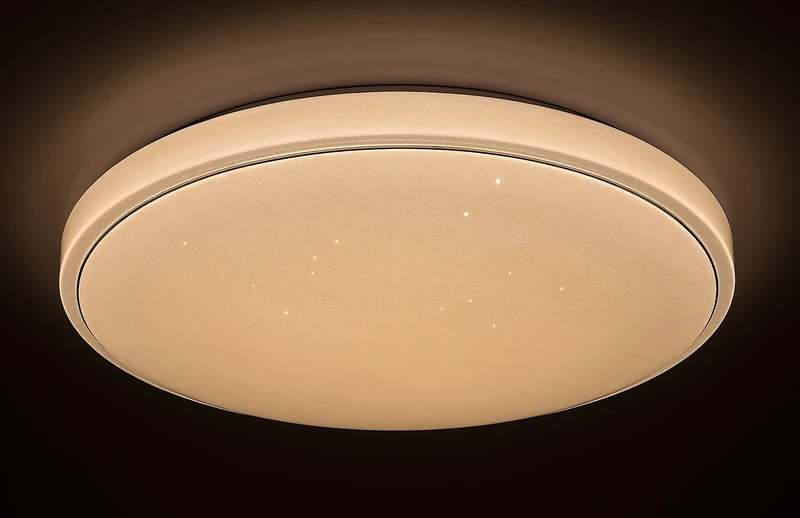 Bruce – LED плафон в бяло със звезден ефект, Ø590мм, 40W, 3000-6000K