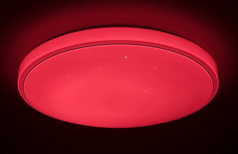Bruce – LED плафон в бяло със звезден ефект, Ø590мм, 40W, 3000-6000K