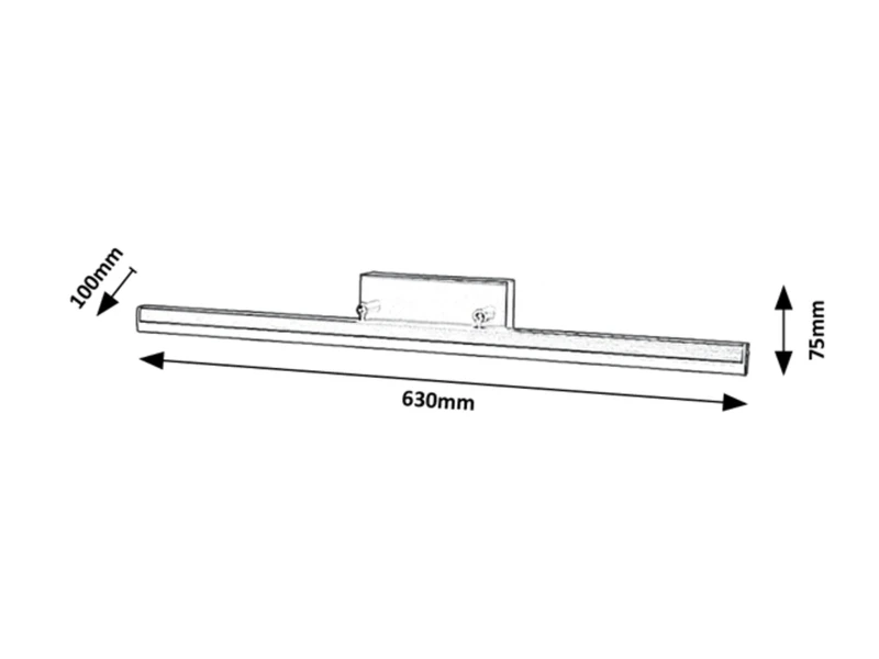 Evan – LED аплик за баня в черен мат с бял абажур, 630мм, 18W, 4000K