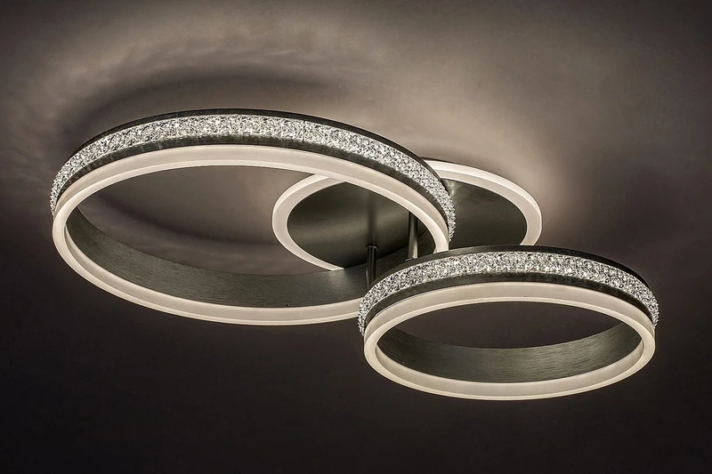Avalon – LED плафон в брашуван алуминий с бял акрил, Ø650мм, 50W, 4000K