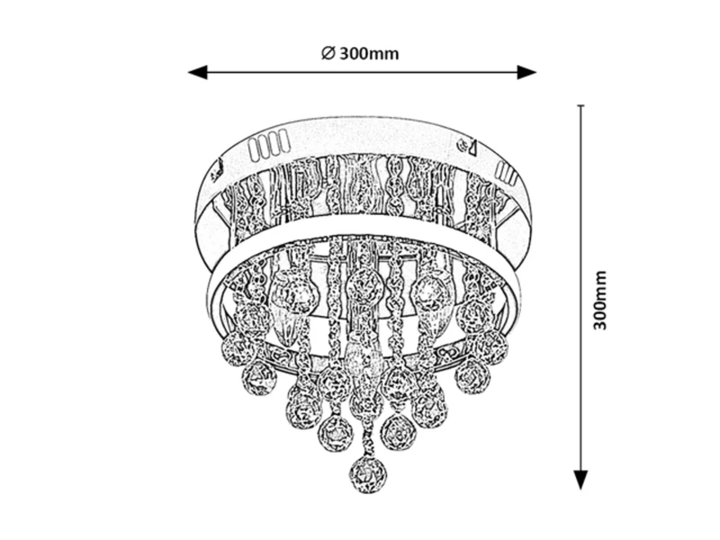 Pallas – класически LED плафон в хром с кристали, Ø300мм, 20W, 4000K