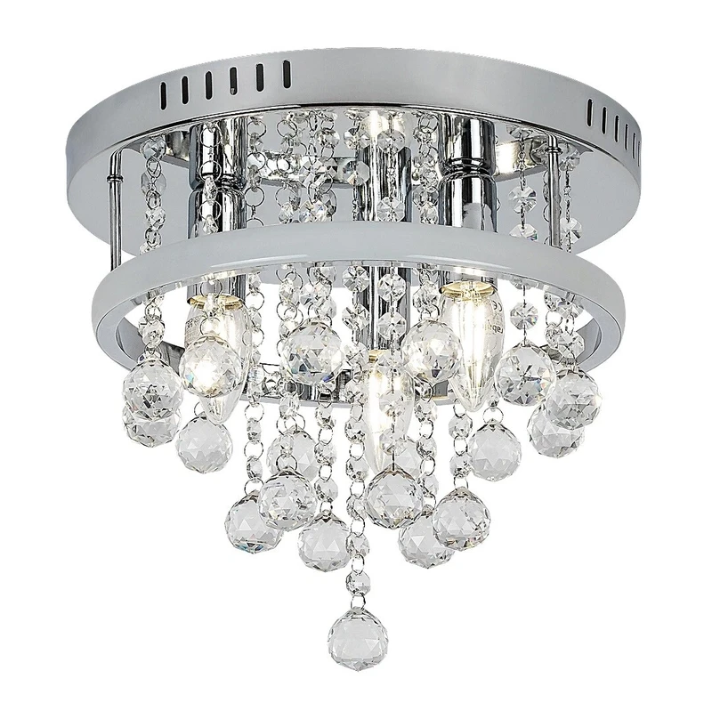 Pallas – класически LED плафон в хром с кристали, Ø300мм, 20W, 4000K