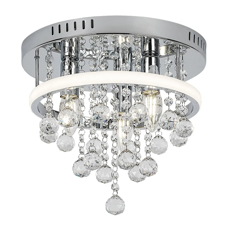 LED плафони Pallas – класически LED плафон в хром с кристали, Ø300мм, 20W, 4000K