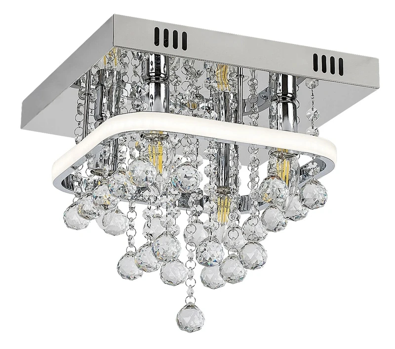 Pallas – LED плафон в хром с кристали, 300×300мм, 23W, 4000K