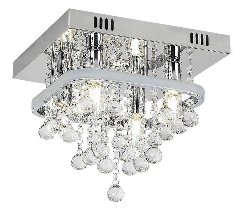Pallas – LED плафон в хром с кристали, 300×300мм, 23W, 4000K