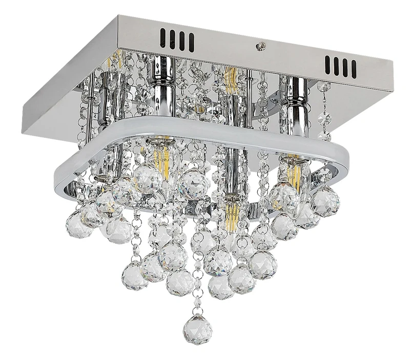 Pallas – LED плафон в хром с кристали, 300×300мм, 23W, 4000K