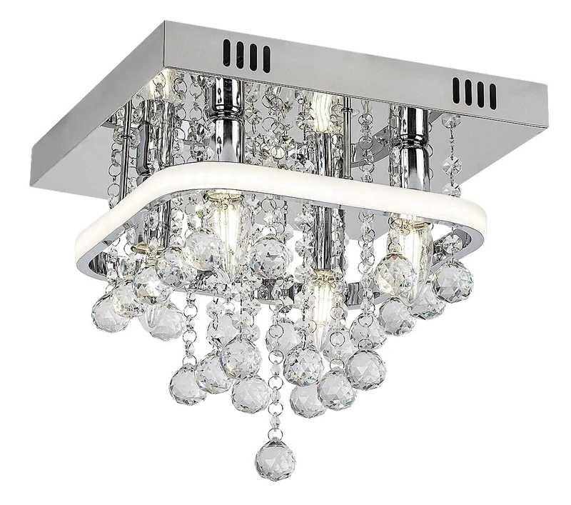 LED плафони Pallas – LED плафон в хром с кристали, 300×300мм, 23W, 4000K