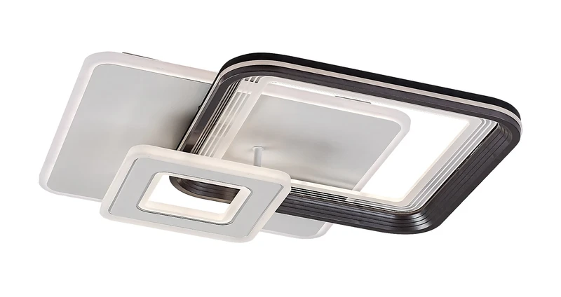 LED плафони Stregobor – LED плафон в сиво с бял акрилен абажур, 495×495мм, 48W, 3000-6000K
