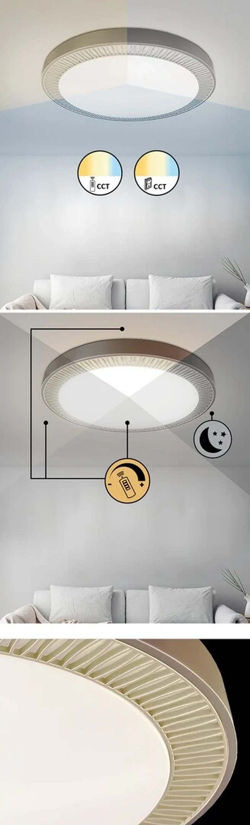Matea – LED плафон в кафяво с бял акрилен абажур, Ø500мм, 40W, 3000-6000K