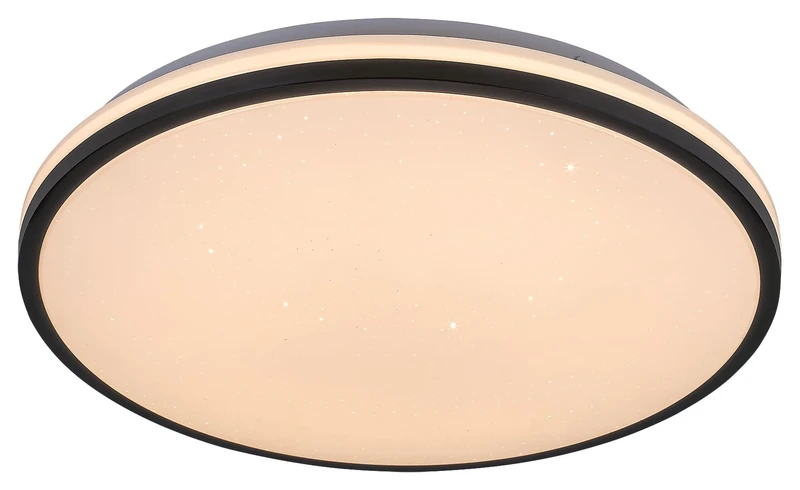 Осветление за баня Slava – LED плафон за баня в черно с бял акрил, Ø330мм, 18W, 3000K, IP44