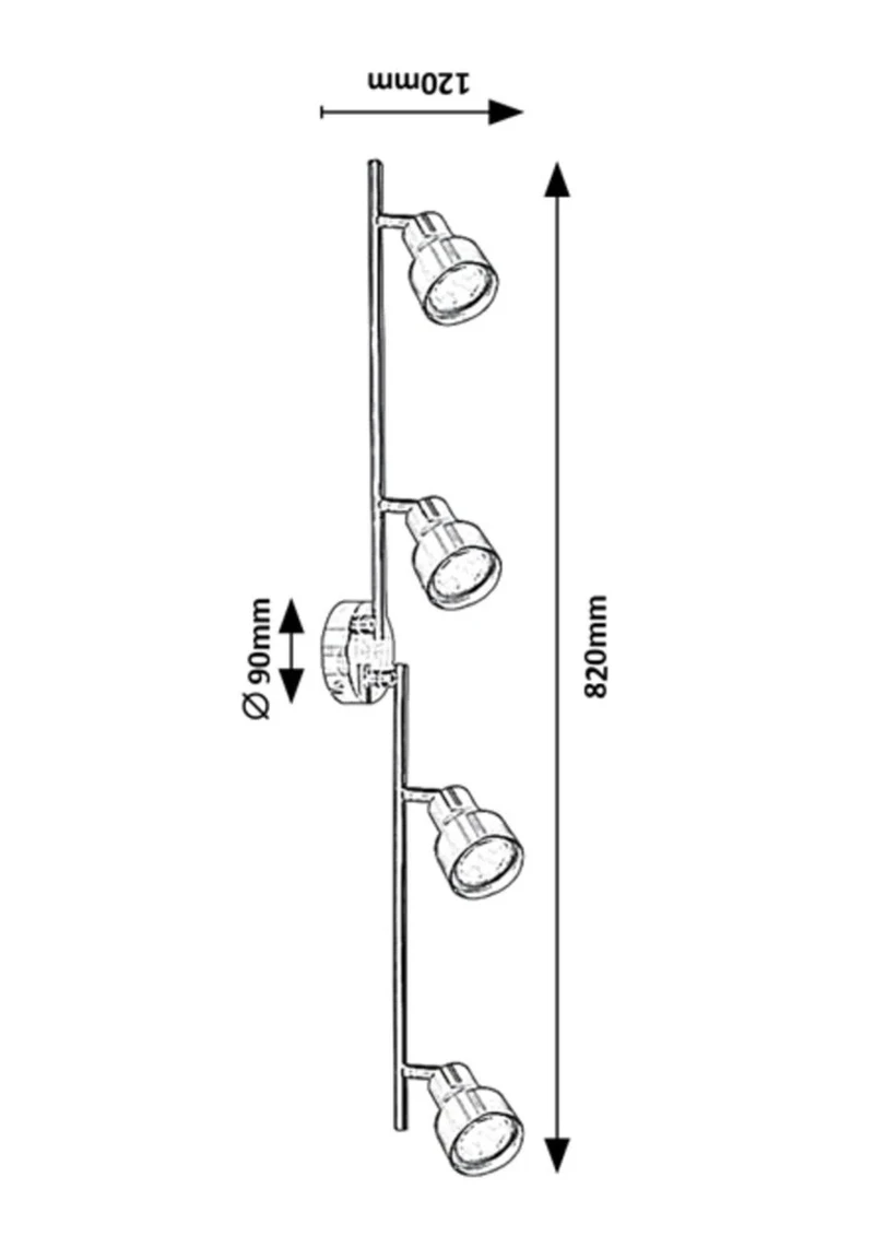 Blake – 4-посочен LED спот в сатиниран хром, 820мм, 4×GU10, IP20