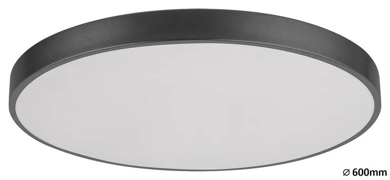 Tesia – LED плафон в черен мат с бял абажур, Ø600мм, 60W, 3000-6000K