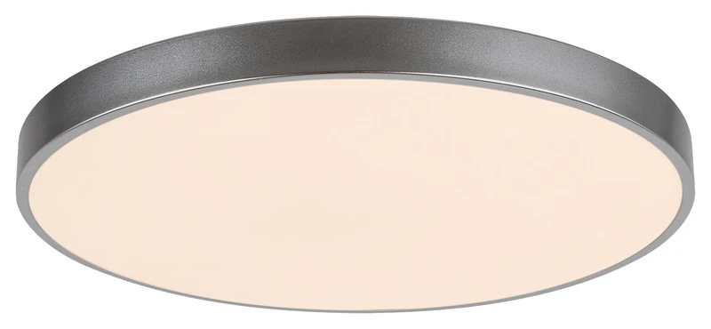 Tesia – LED плафон в сребристо с бял абажур, Ø600мм, 60W, 3000-6000K