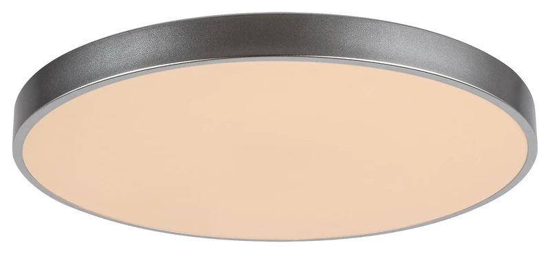 Tesia – LED плафон в сребристо с бял абажур, Ø600мм, 60W, 3000-6000K