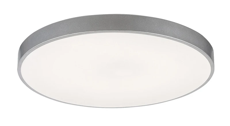 Tesia – LED плафон в сребристо с бял абажур, Ø600мм, 60W, 3000-6000K