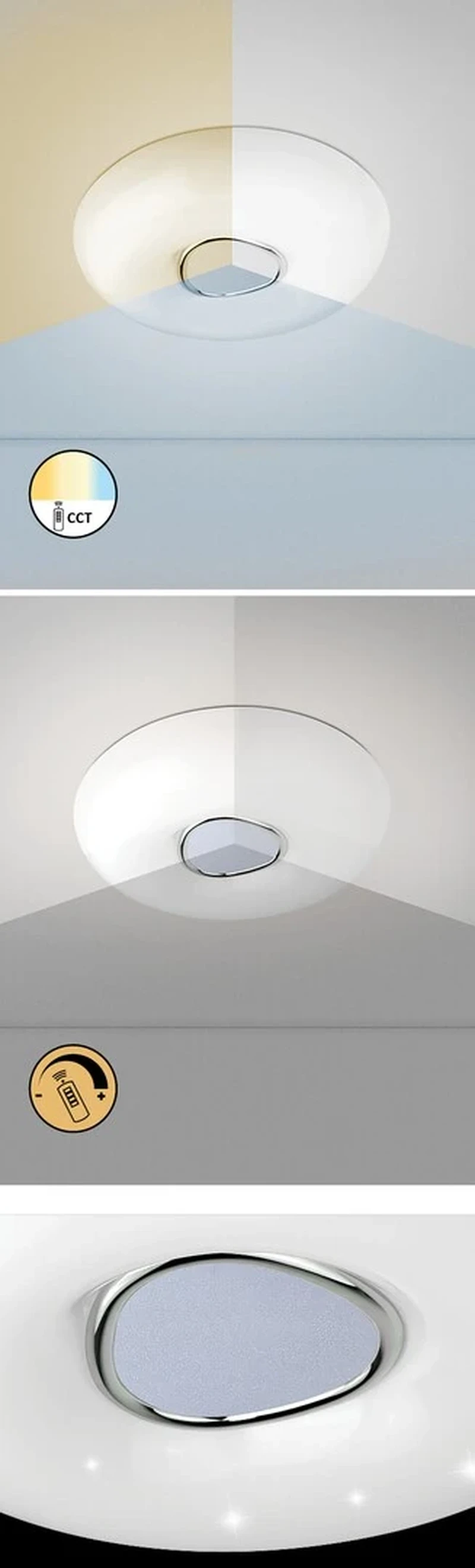 Tayla – LED плафон в бяло с дистанционно, Ø500мм, 60W, 3000-6500K
