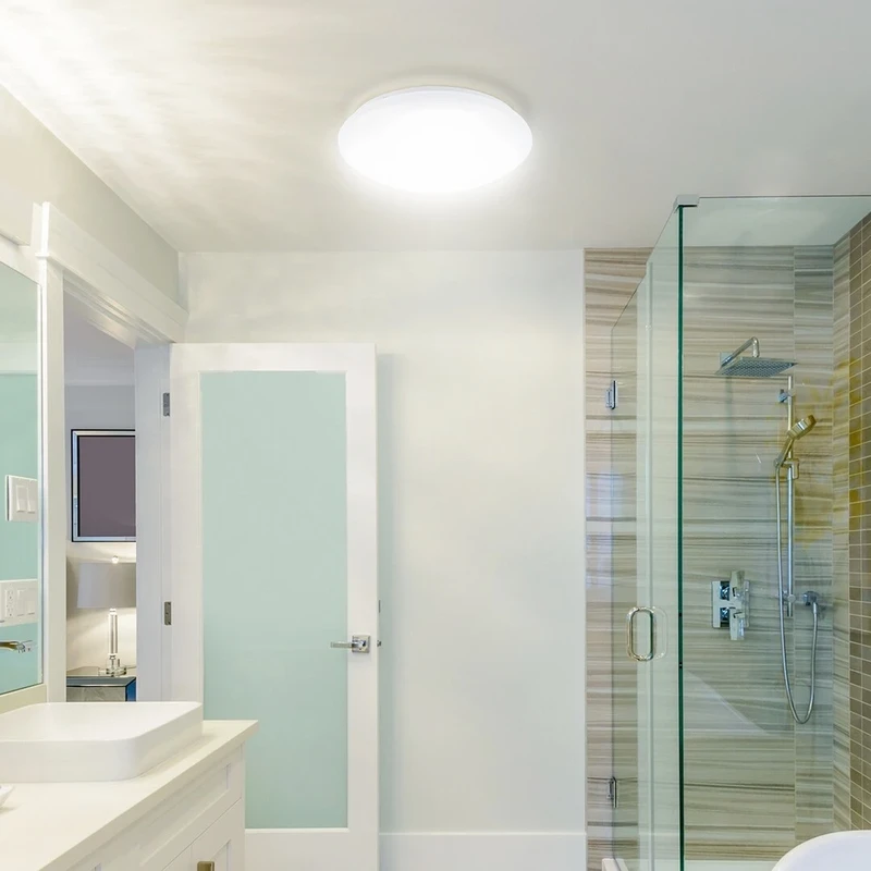 Lucas – LED плафон за баня в бяло, Ø330мм, 18W, 4000K, IP44