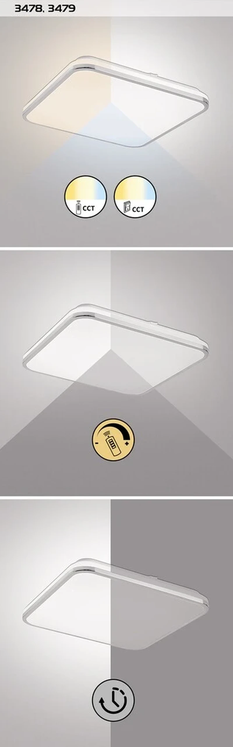 Linden – LED плафон в хром с бял абажур, Ø455мм, 72W, 3000-6500K
