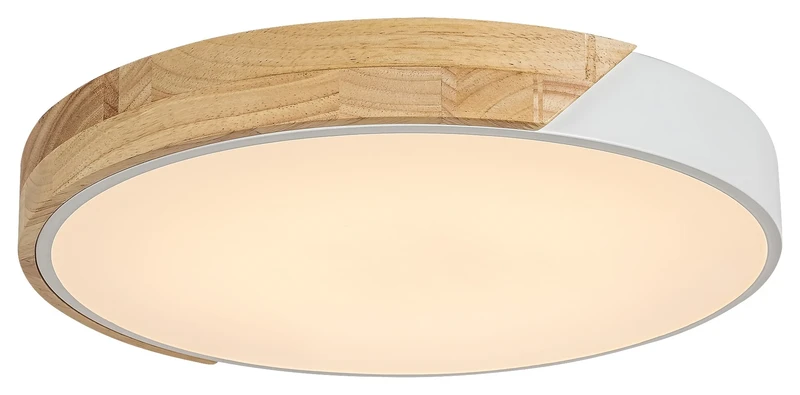 LED плафони Maple – LED плафон в бял мат с дърво, Ø415мм, 24W, 3000K