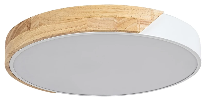 Maple – LED плафон в бял мат с дърво, Ø415мм, 24W, 3000K