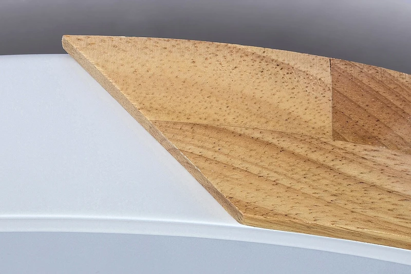 Maple – LED плафон в бял мат с дърво, Ø415мм, 24W, 3000K