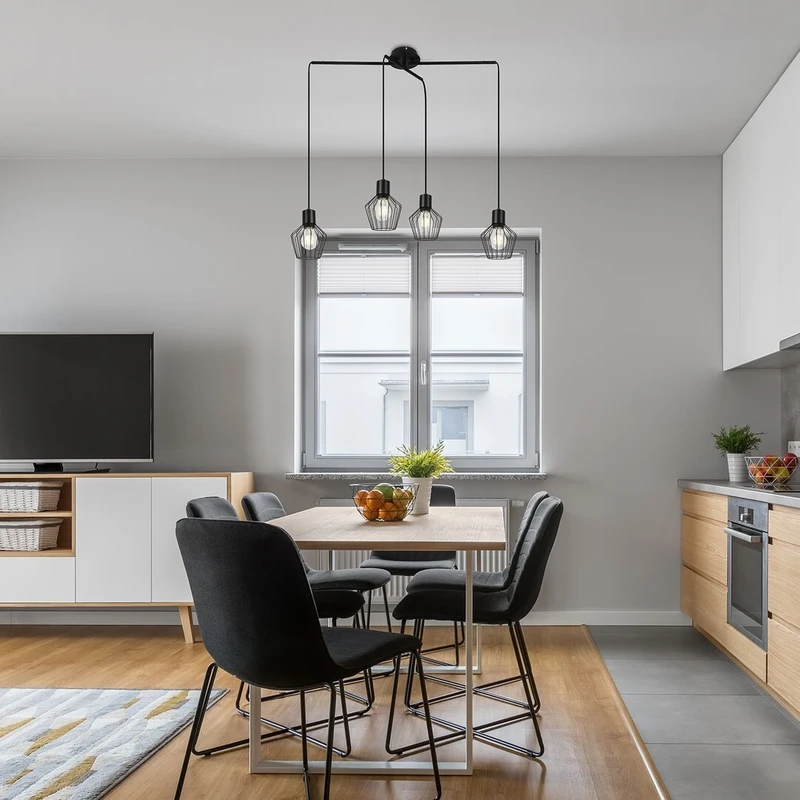 Belano – индустриален пендел в черен мат, 4×E27, 680мм, IP20