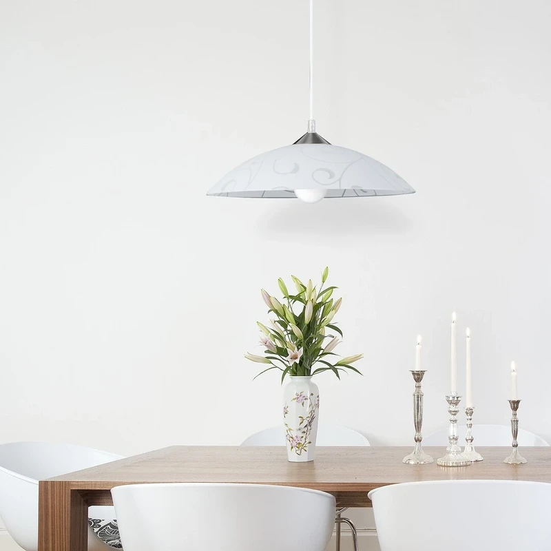 Harmony Lux – LED пендел в бяло с шарка, Ø400мм, 1×E27, IP20