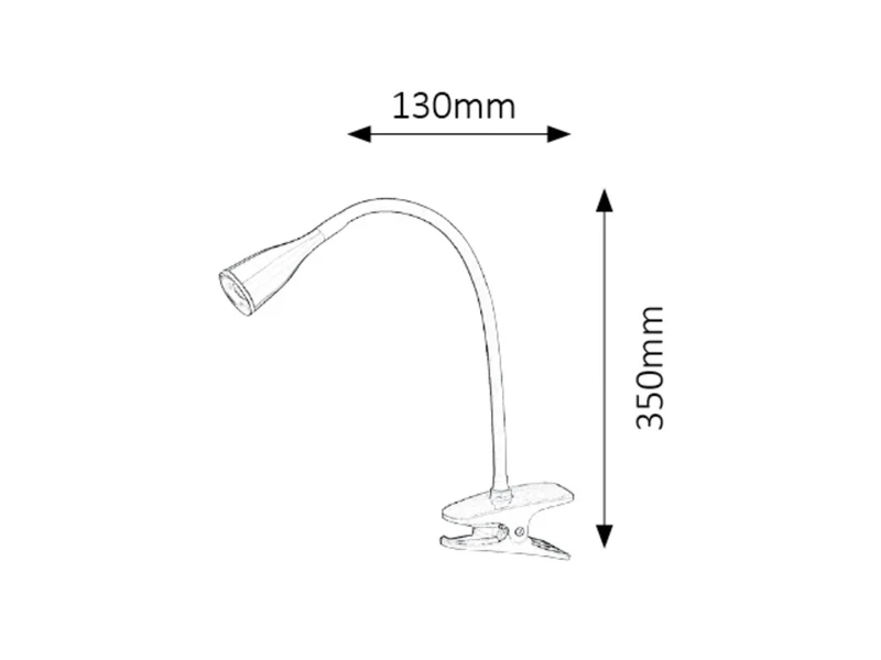 Jeff – LED настолна лампа с щипка в бяло, Ø30мм, 4.5W, 3000K