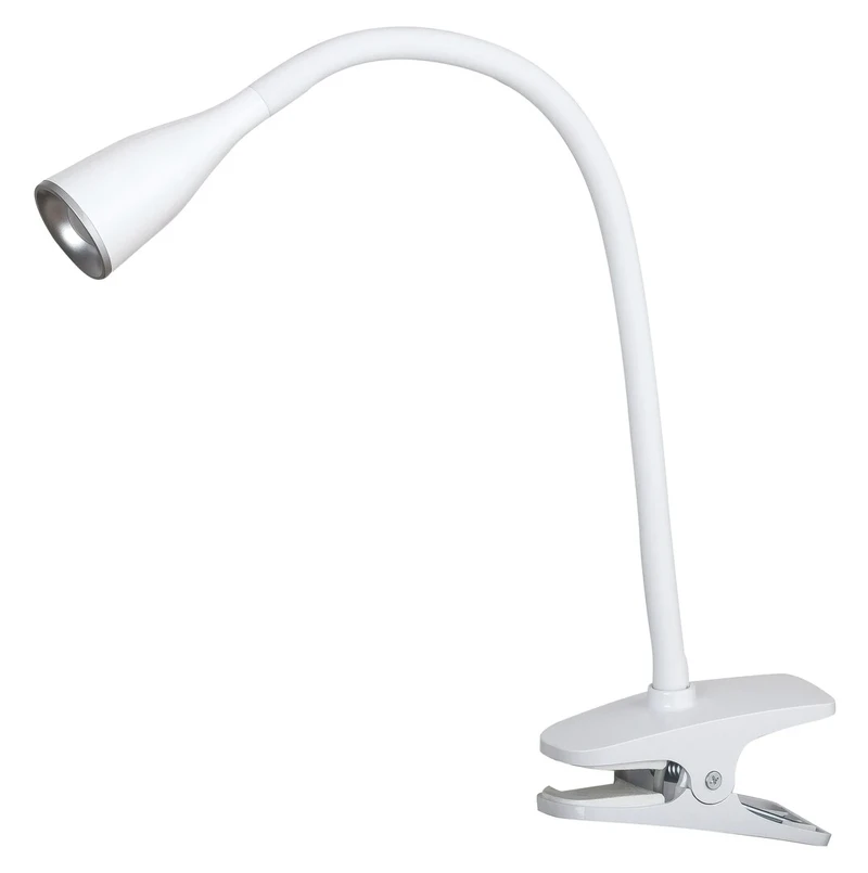 Jeff – LED настолна лампа с щипка в бяло, Ø30мм, 4.5W, 3000K