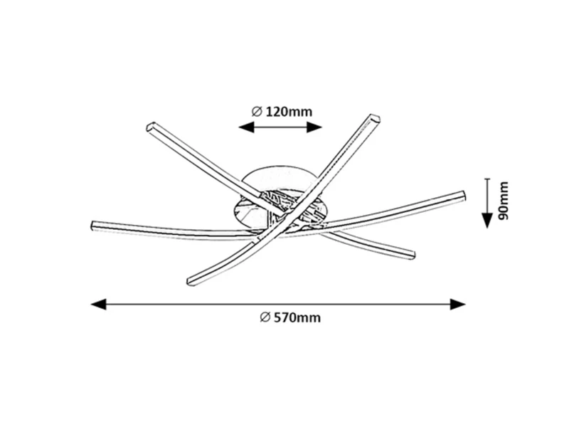 Cyclone – LED плафон в хром с бели абажури, Ø570мм, 21W, 4000K