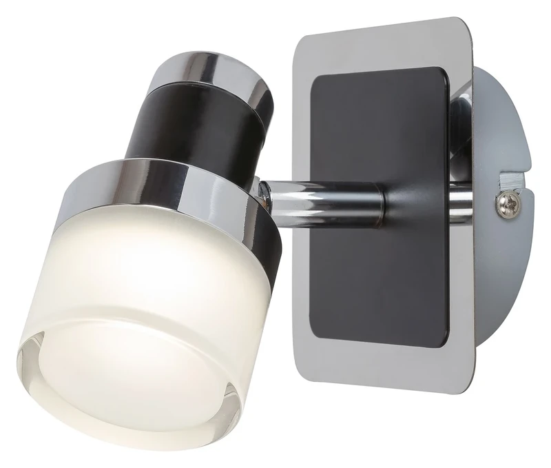 Осветление за баня Harold – LED аплик за баня в черно с опалово стъкло, 100×120мм, 5W, 4000K, IP44