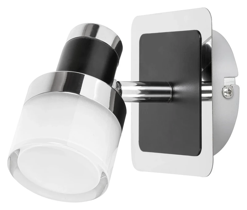 Harold – LED аплик за баня в черно с опалово стъкло, 100×120мм, 5W, 4000K, IP44