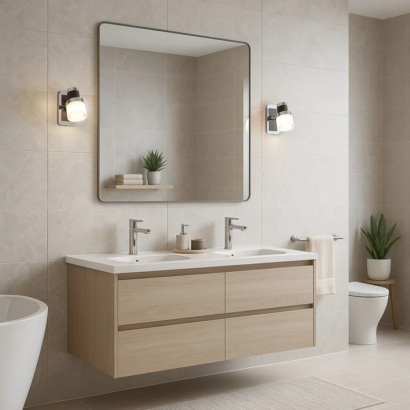 Harold – LED аплик за баня в черно с опалово стъкло, 100×120мм, 5W, 4000K, IP44