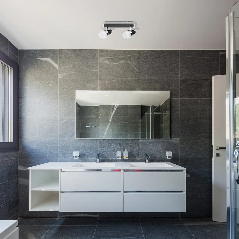 Harold – LED стенна лампа за баня в черно с опалово стъкло, 250×100мм, 10W, 4000K, IP44