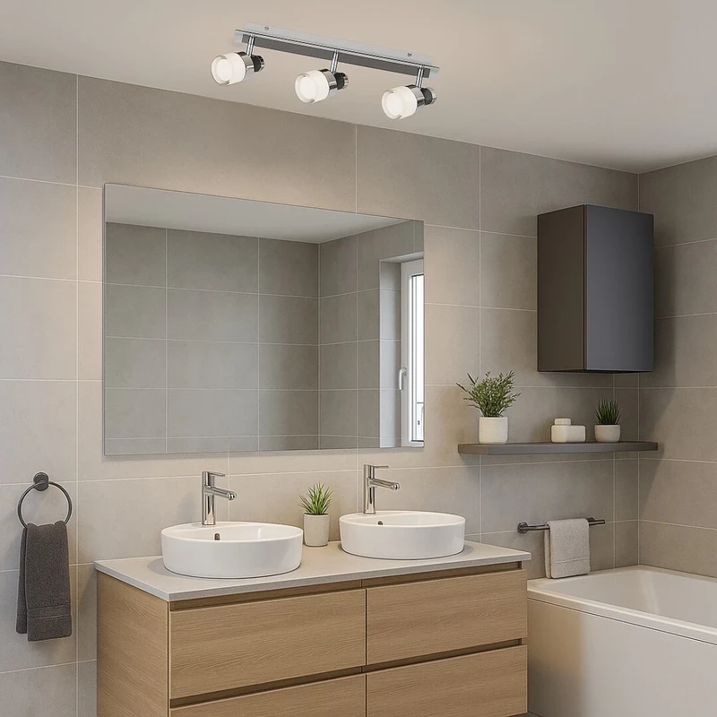 Harold – LED плафон за баня в черно с опалово стъкло, 430мм, 15W, 4000K