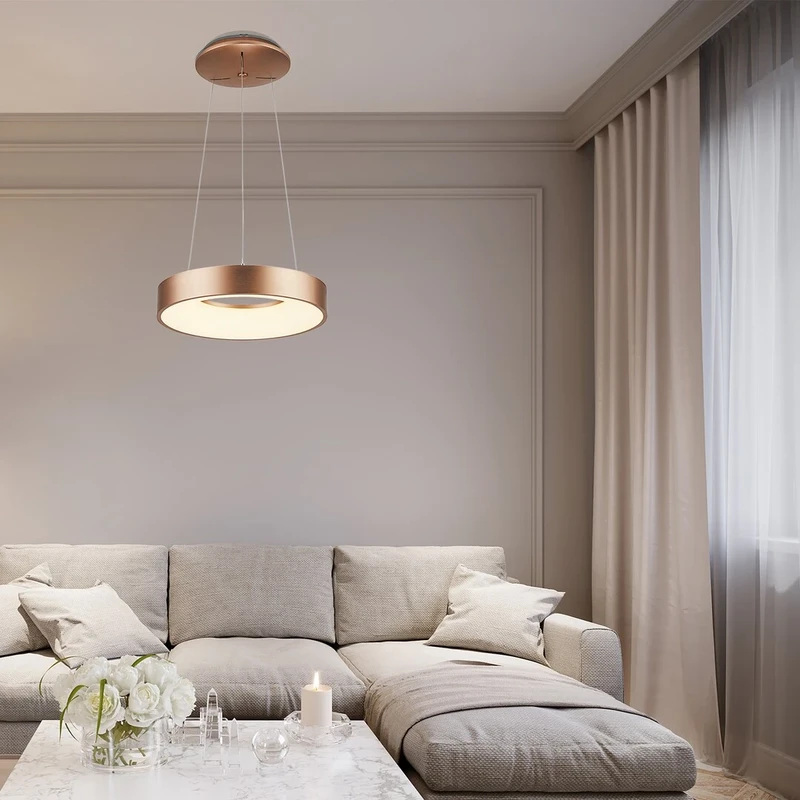 Carmella – LED пендел в златно с бял акрилен абажур, Ø600мм, 50W, 4000K