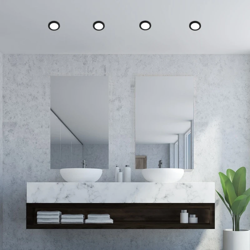 Coco – LED вградена луна в черно/бяло, Ø85мм, 3W, 4000K, IP44
