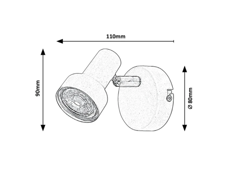 Konrad – бял метален спот за стена, GU10, 90×90мм, IP20