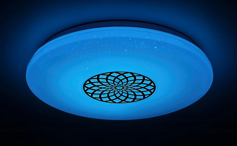 Ophelia – smart LED плафон в хром/бяло, Ø395мм, 24W, 3000-6500K, RGB, WiFi