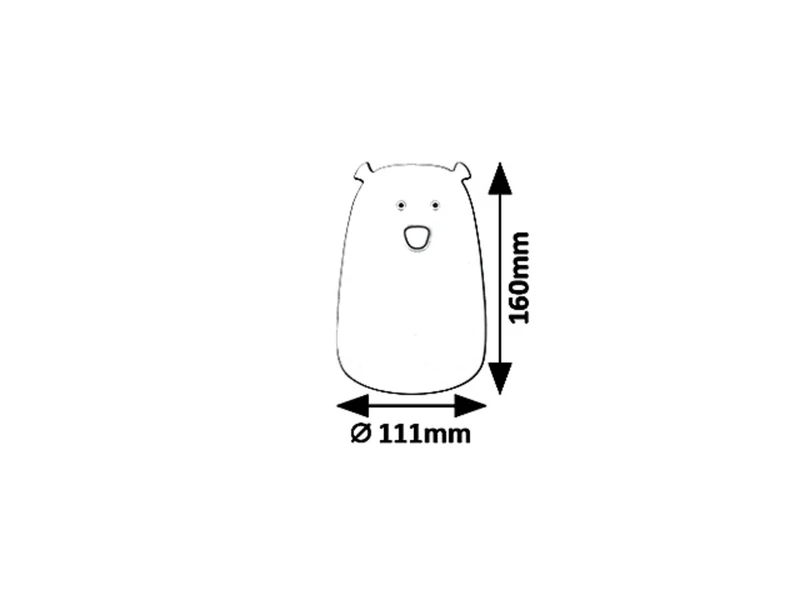 Baloo – детска LED нощна лампа мече в бял силикон, Ø111мм, 0.4W, 3000K, RGB
