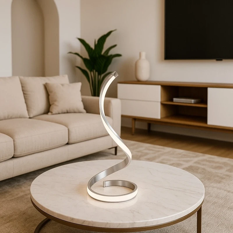 Anais – LED декоративна настолна лампа в сребристо, Ø195мм, 4.8W, 4000K