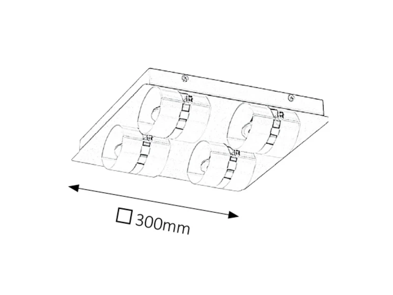 Tony – LED плафон за баня в хром с опалово стъкло, 300×300мм, 20W, 4000K, IP44