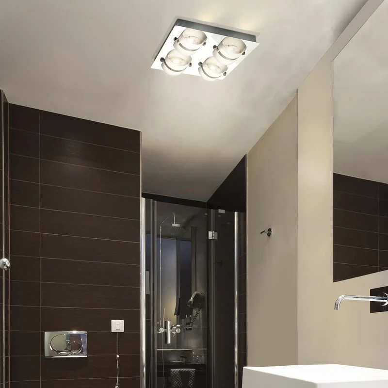 Tony – LED плафон за баня в хром с опалово стъкло, 300×300мм, 20W, 4000K, IP44